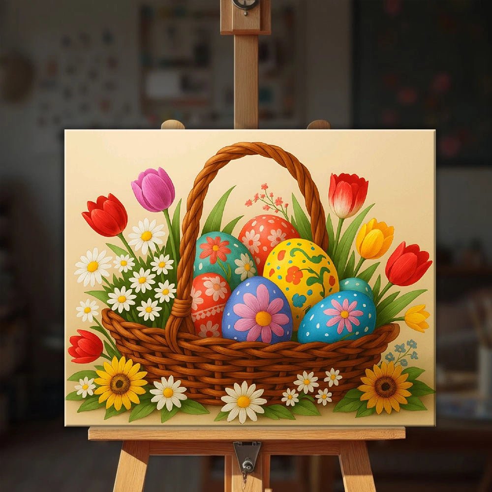 Floral Easter Basket paint by numbers kit