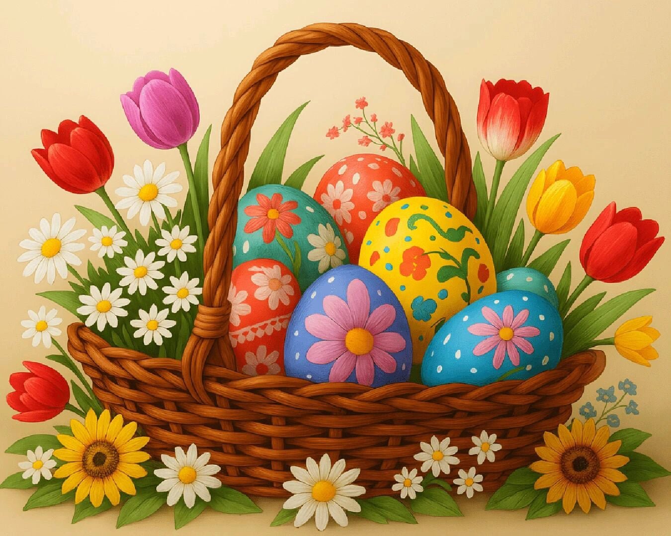 Floral Easter Basket paint by numbers kit