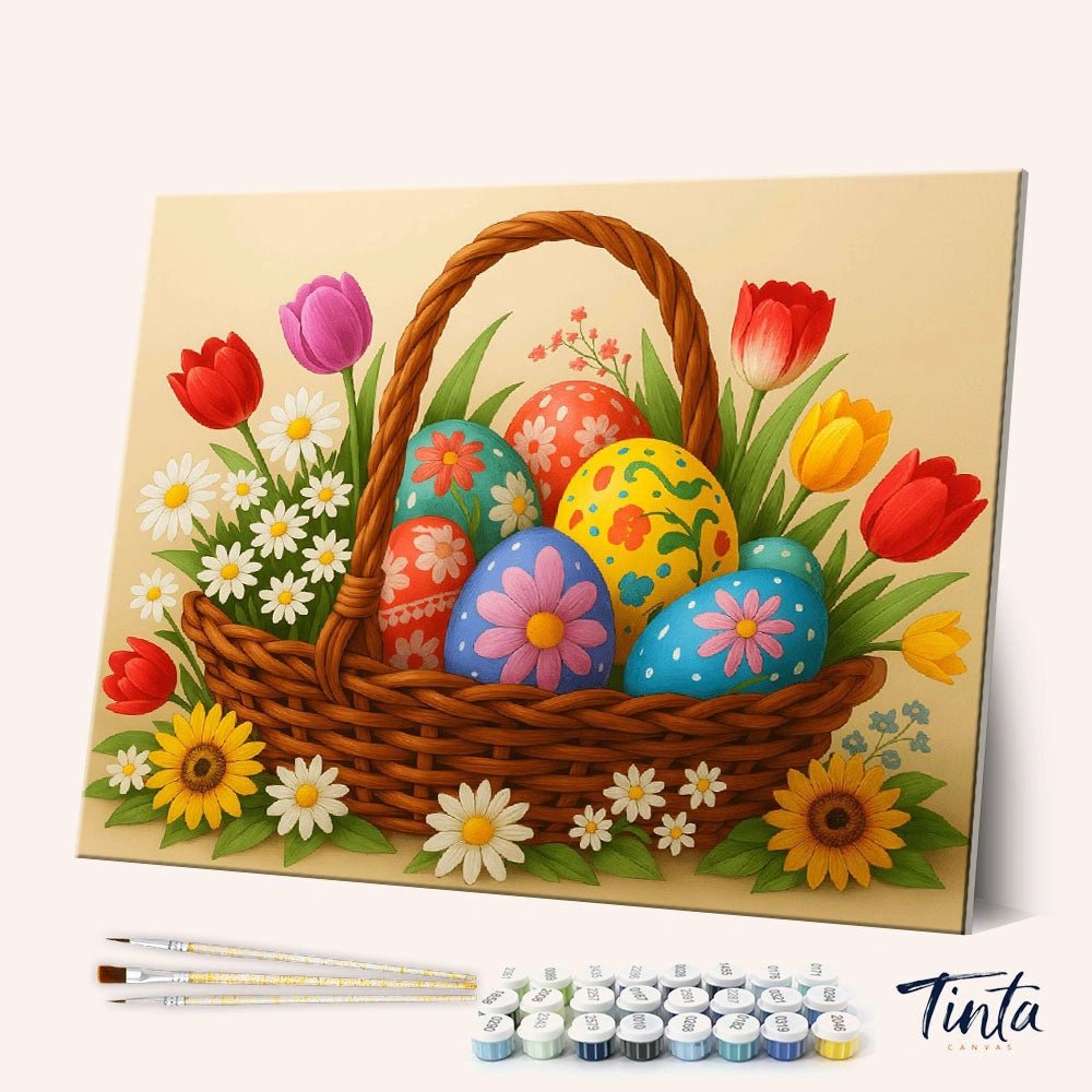 Floral Easter Basket paint by numbers kit
