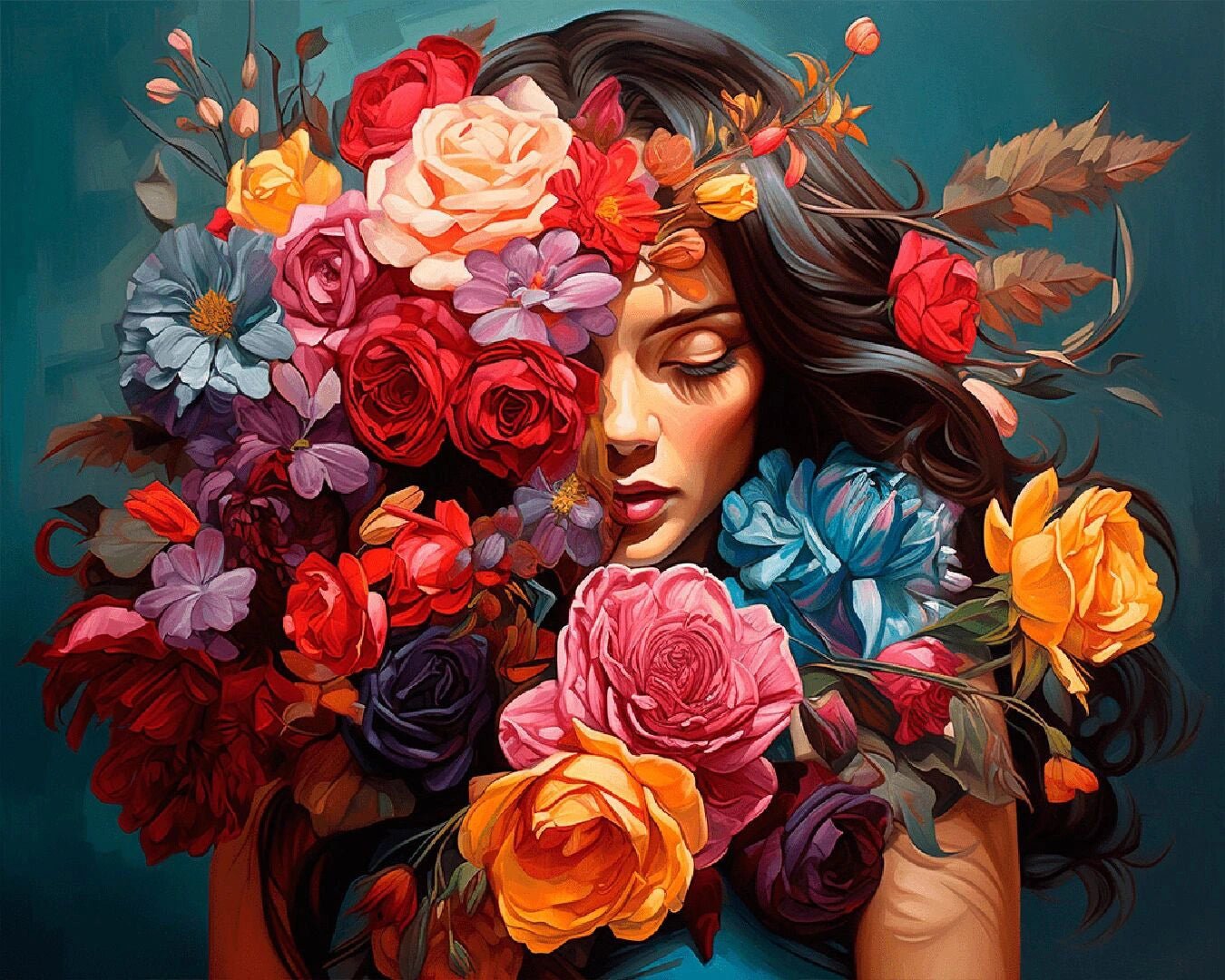 Floral Embrace paint by numbers kit