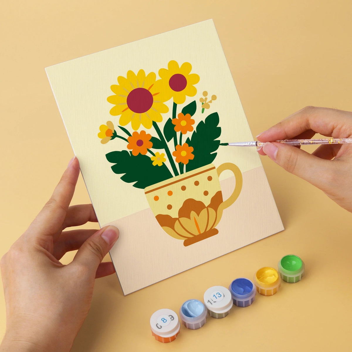 Floral Teacups - Mini Paint by Numbers (6 Pieces) paint by numbers kit