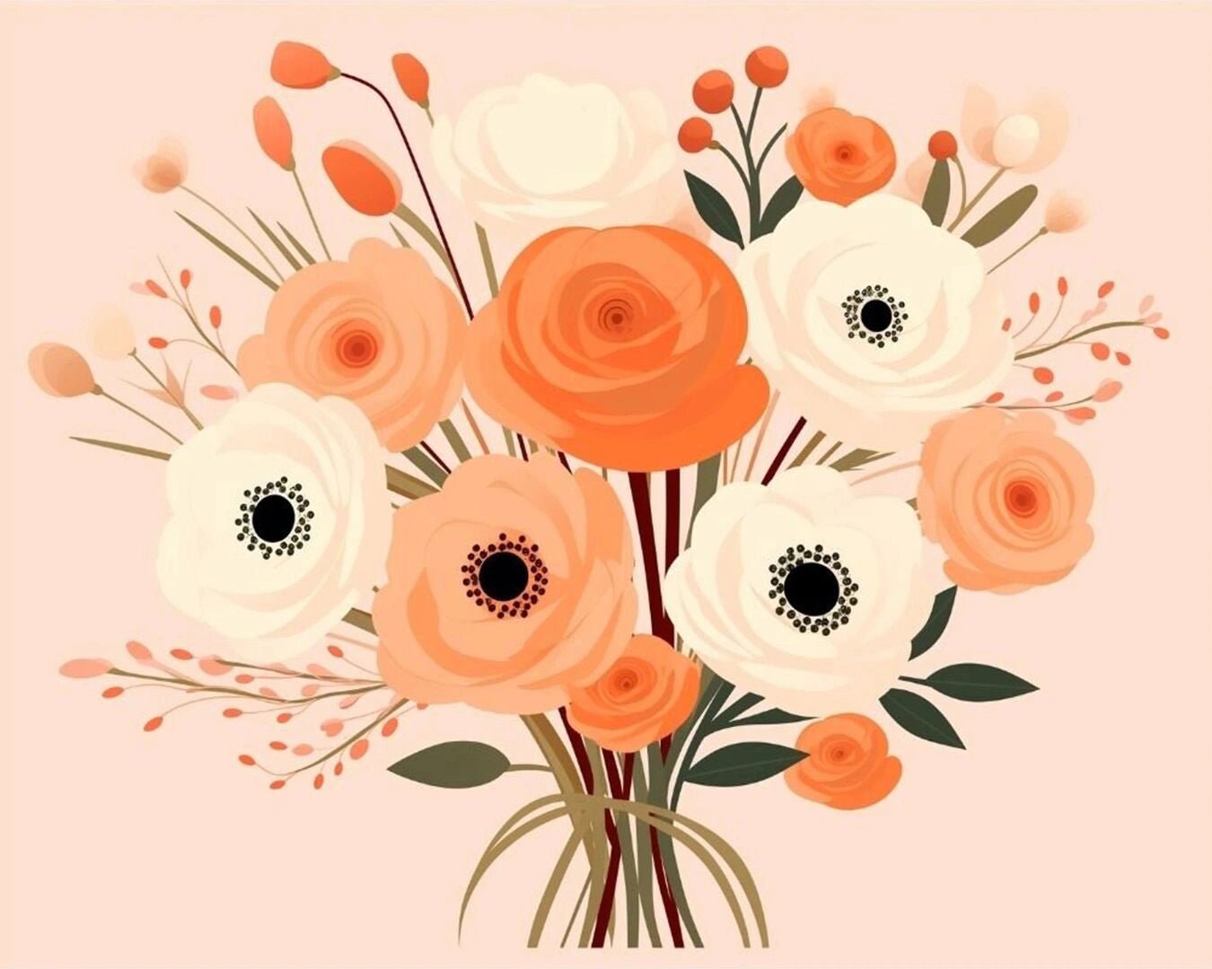 Flower Bouquet paint by numbers kit