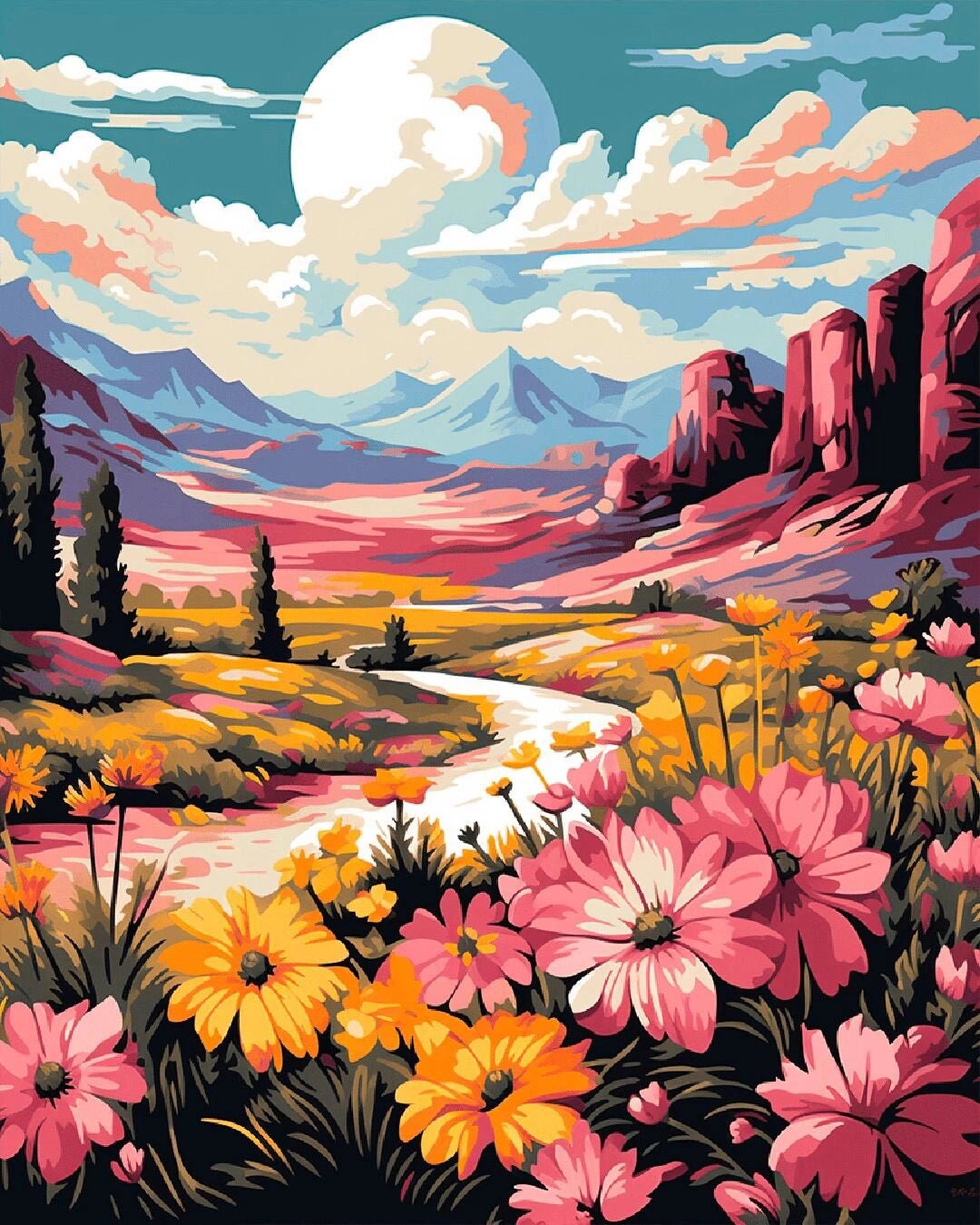 Flower Valley paint by numbers kit
