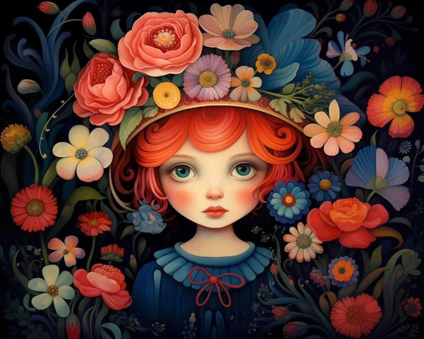 forest Bloom Girl paint by numbers kit