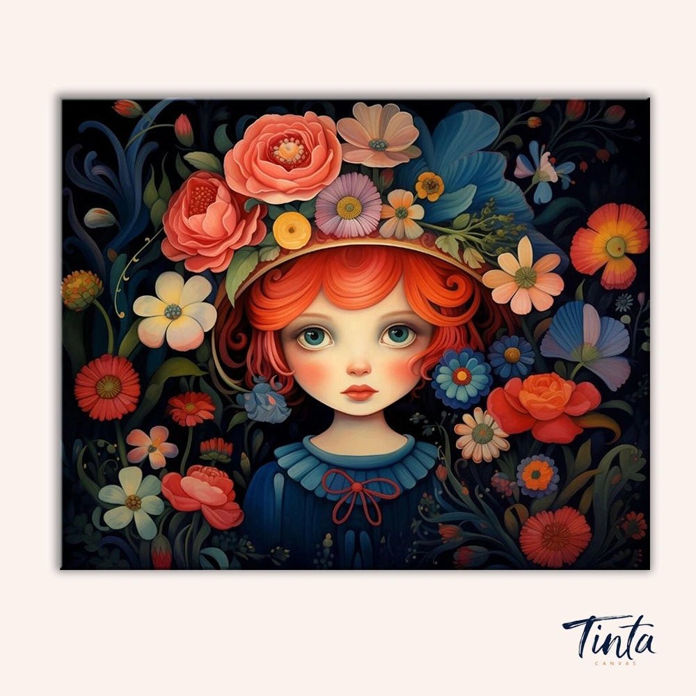 forest Bloom Girl paint by numbers kit