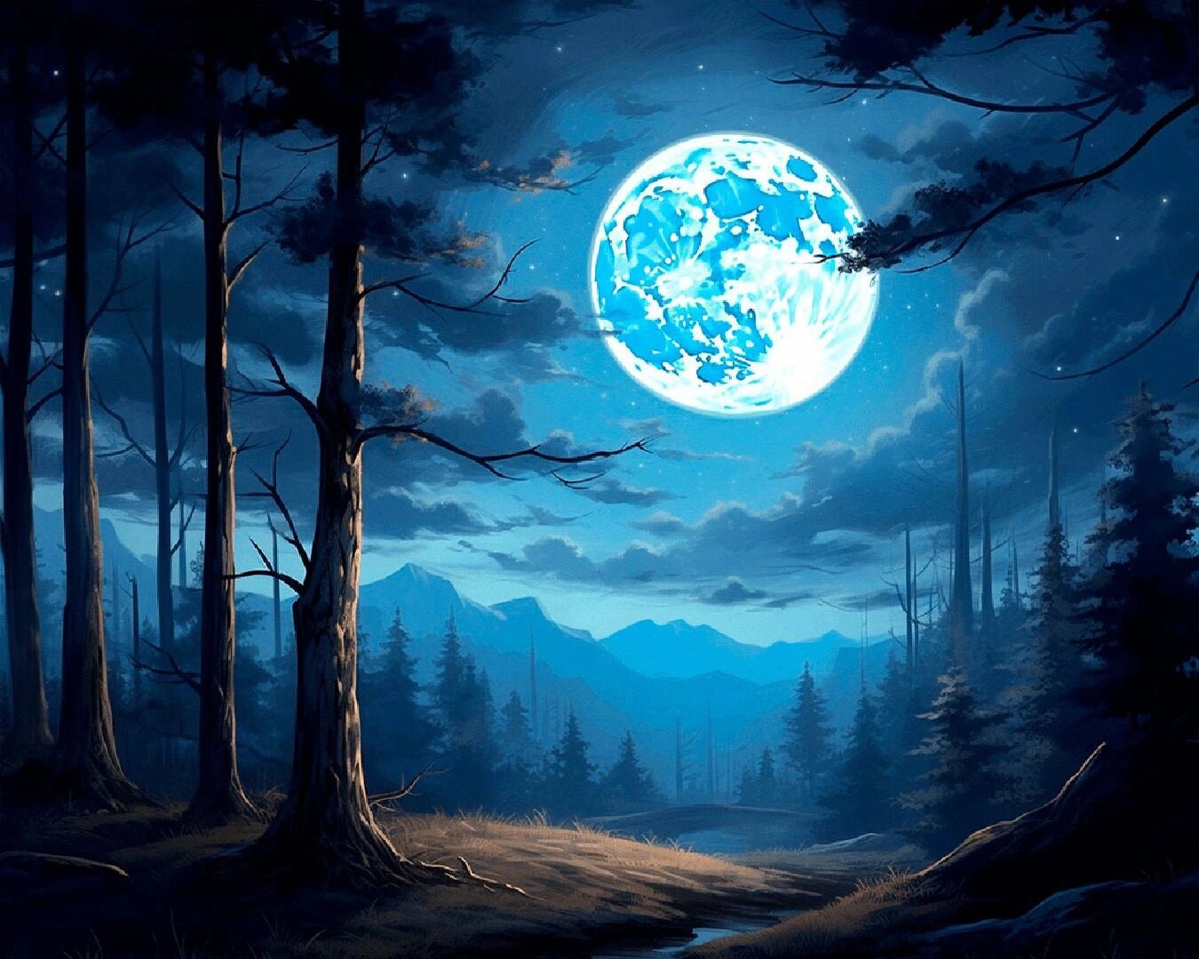 Full Moon's Woods paint by numbers kit