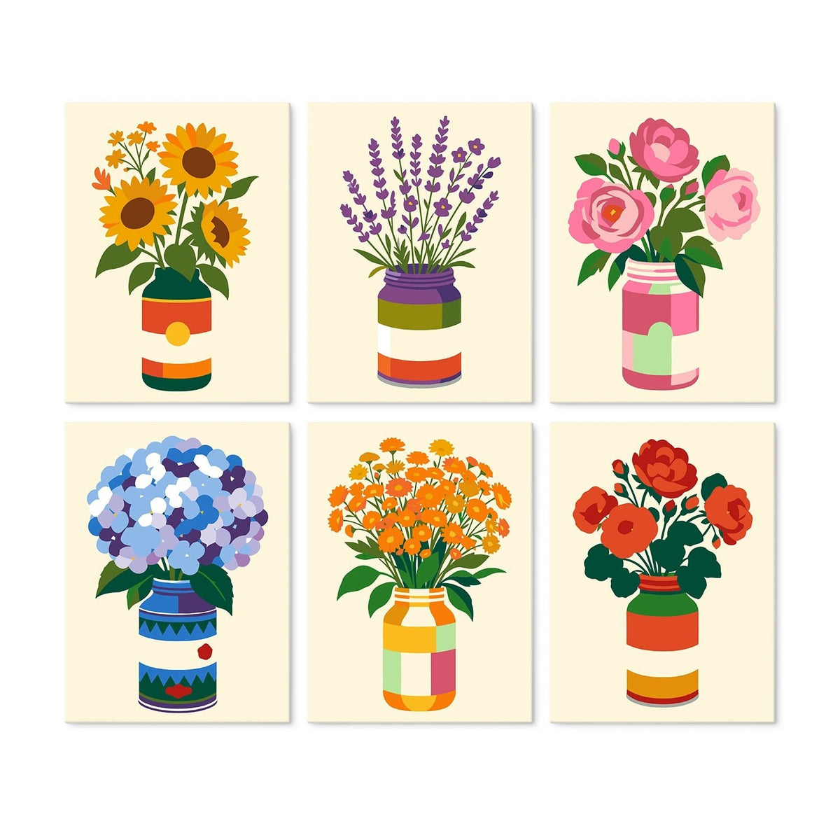 Garden in Jars - Mini Paint by Numbers (6 Pieces) paint by numbers kit