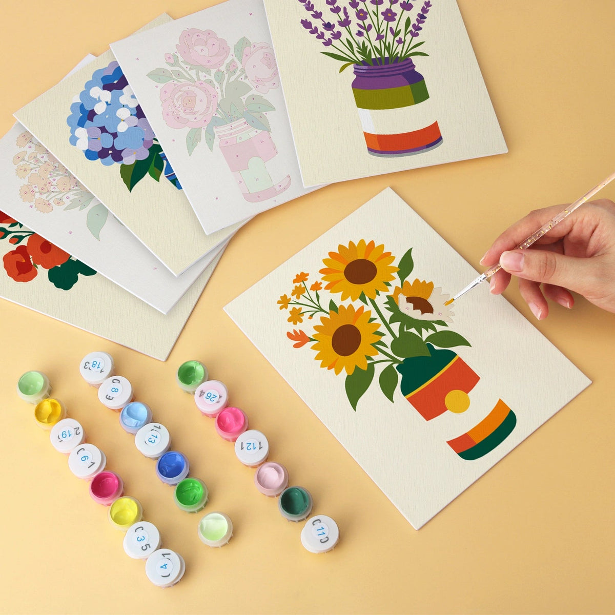 Garden in Jars - Mini Paint by Numbers (6 Pieces) paint by numbers kit
