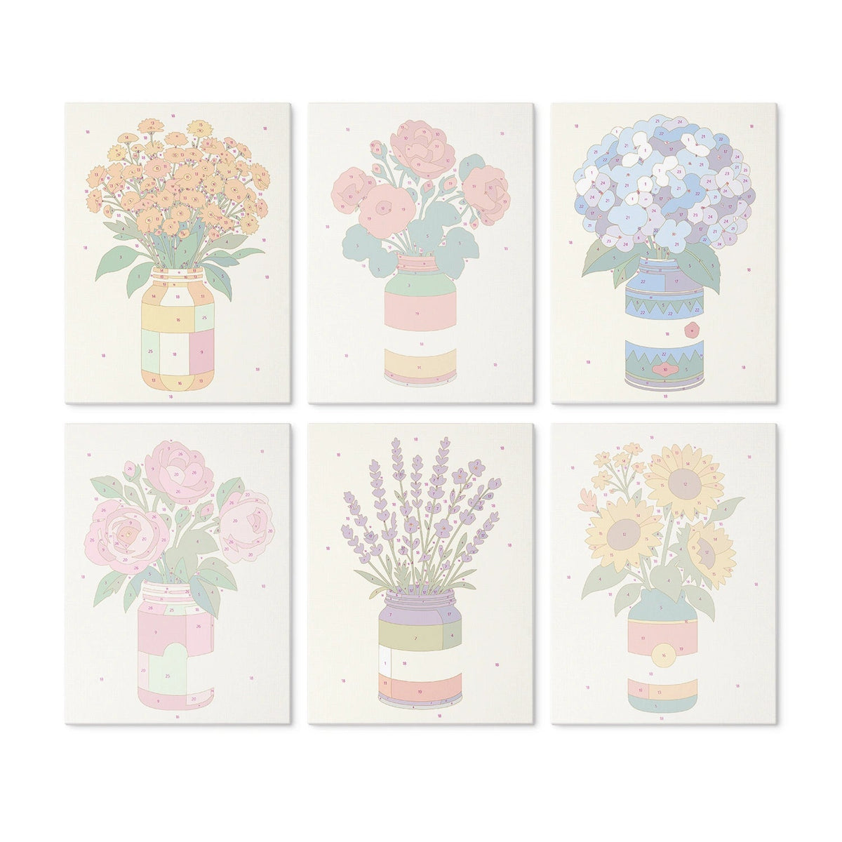 Garden in Jars - Mini Paint by Numbers (6 Pieces) paint by numbers kit