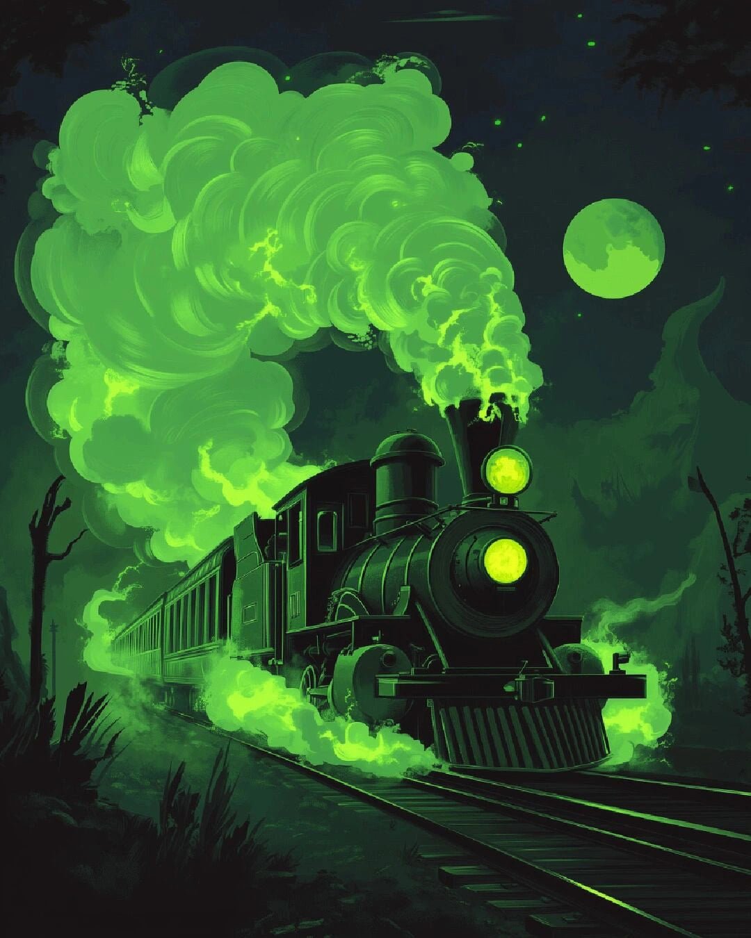 Ghost Train paint by numbers kit