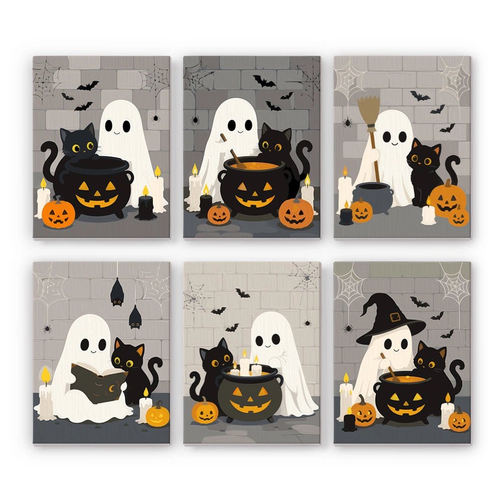 Ghostly Companions - Mini Paint by Numbers (6 Pieces) paint by numbers kit