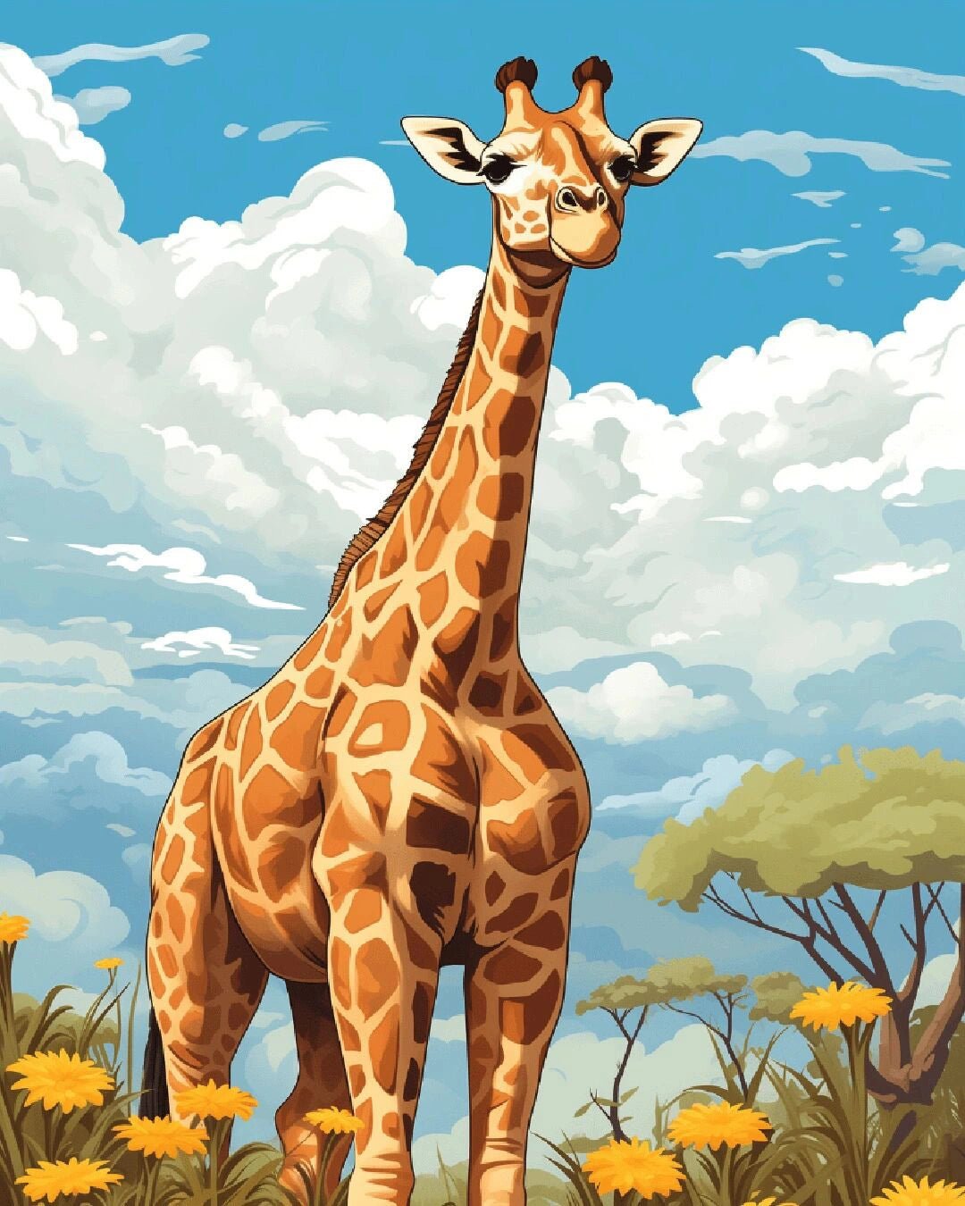 Giraffe Overlook paint by numbers kit