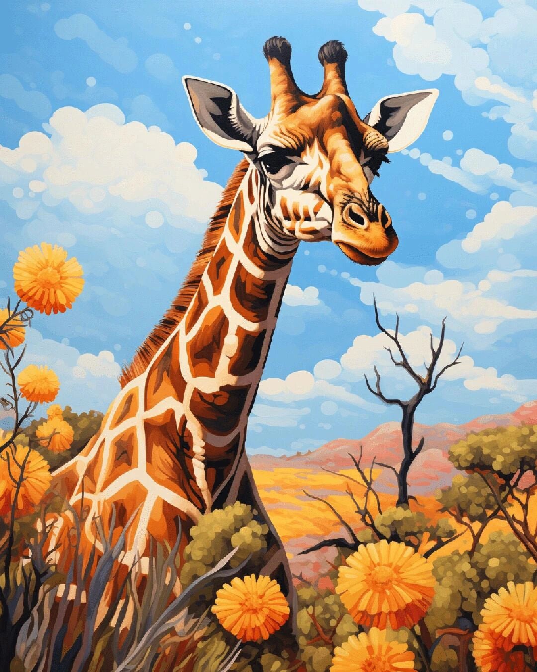 Giraffe's Gaze paint by numbers kit