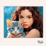 Girl's Pet Cat paint by numbers kit