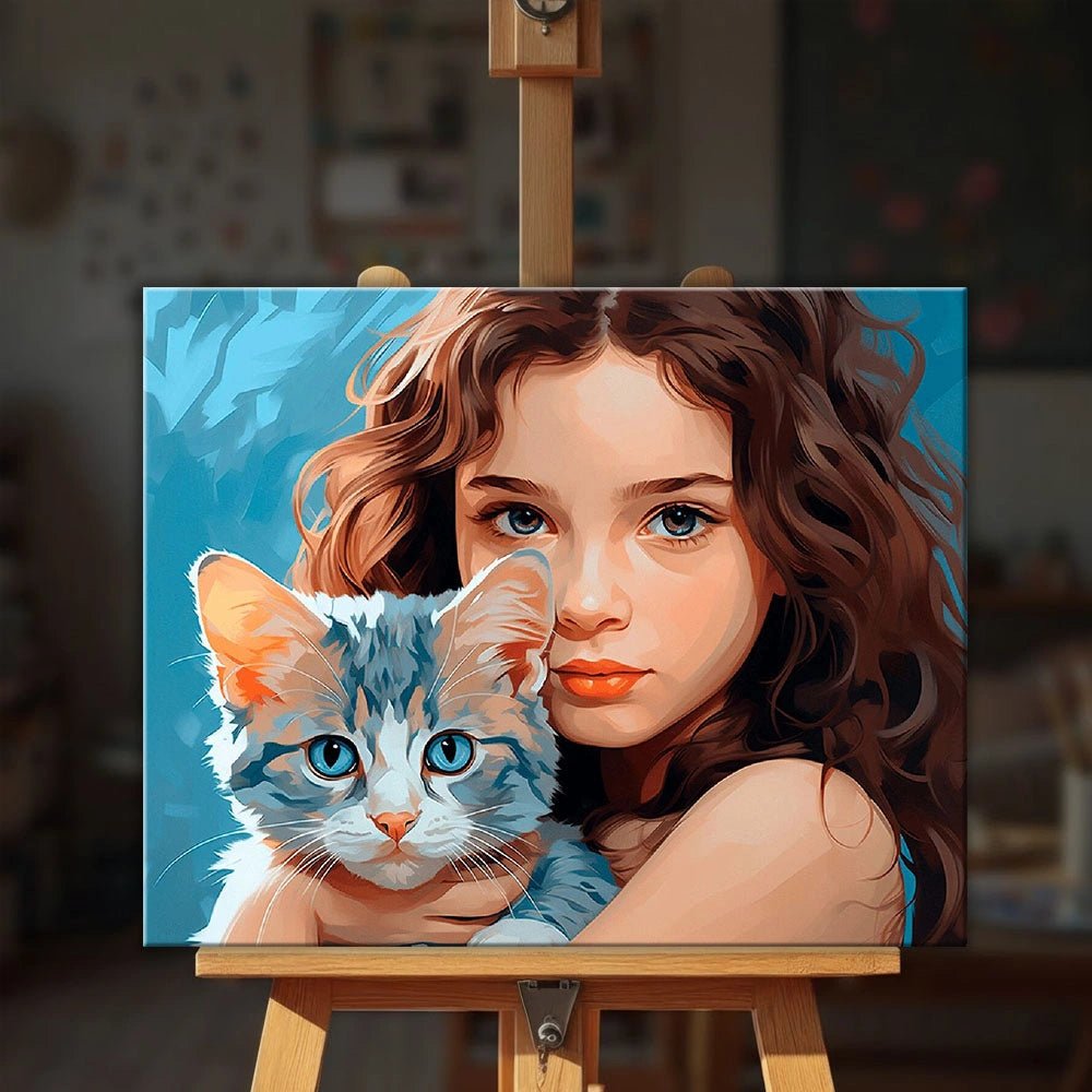 Girl's Pet Cat paint by numbers kit