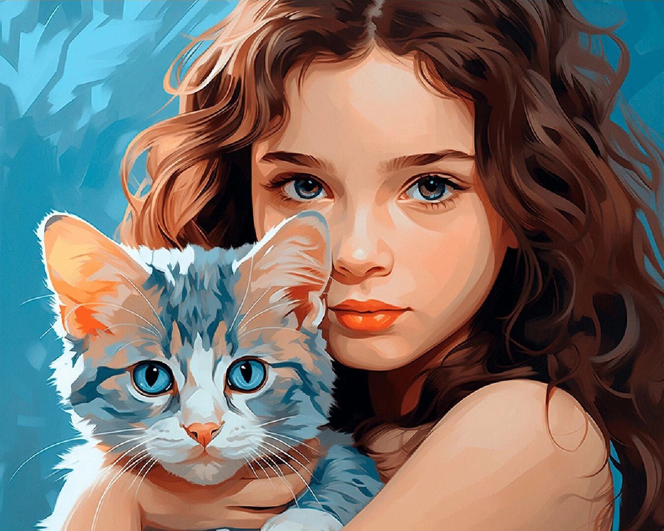 Girl's Pet Cat paint by numbers kit