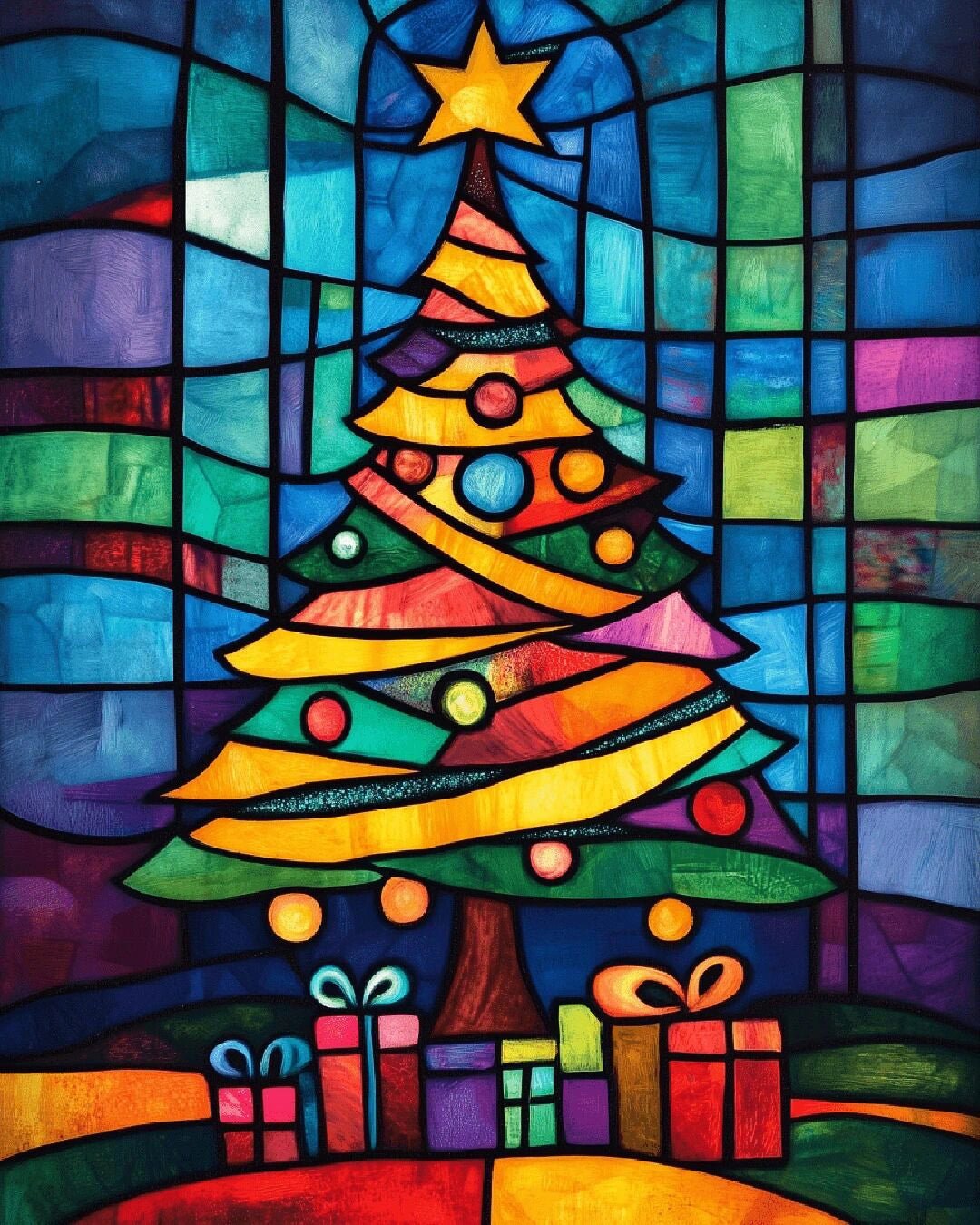 Glass Christmas paint by numbers kit