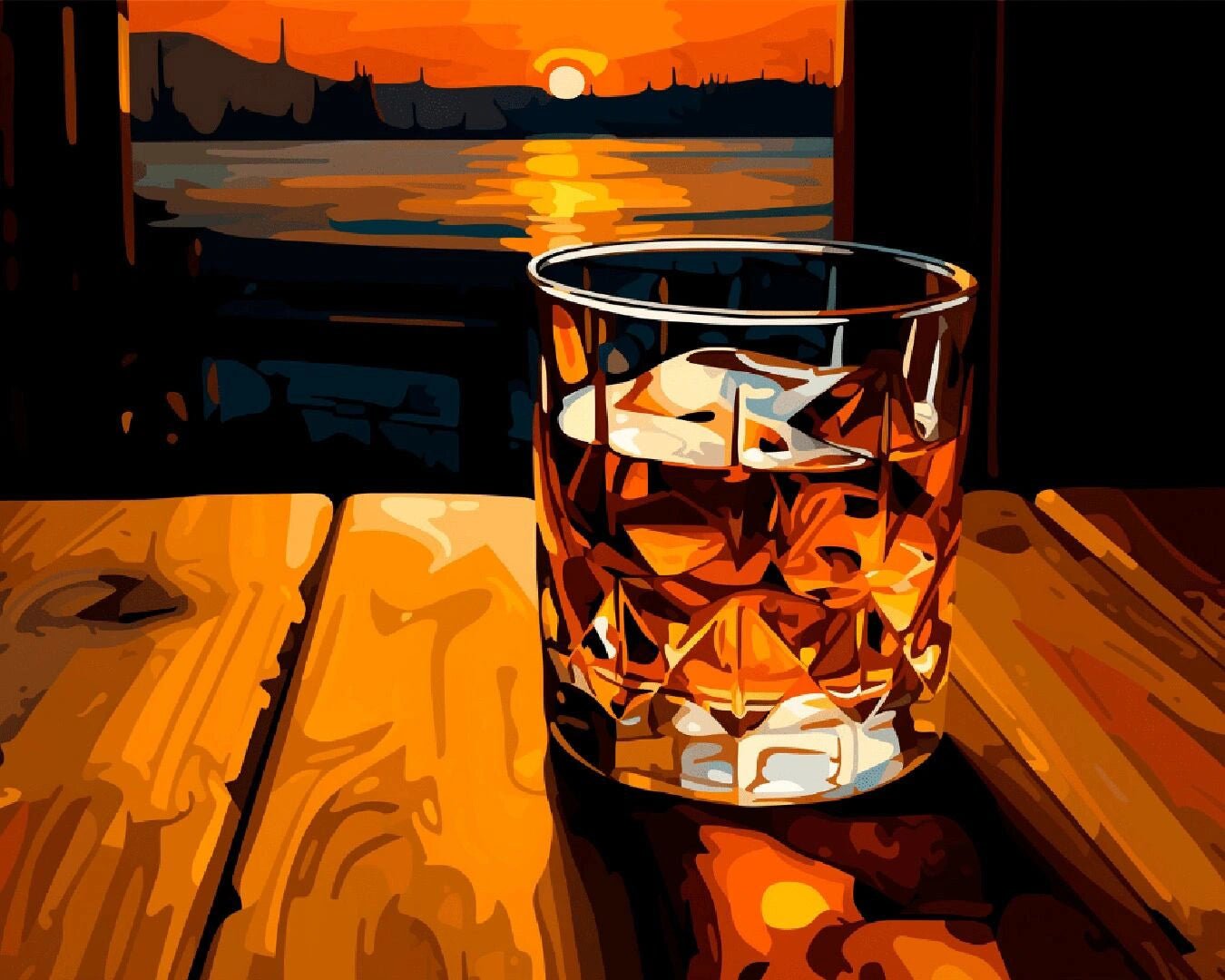 Glass of Whiskey paint by numbers kit
