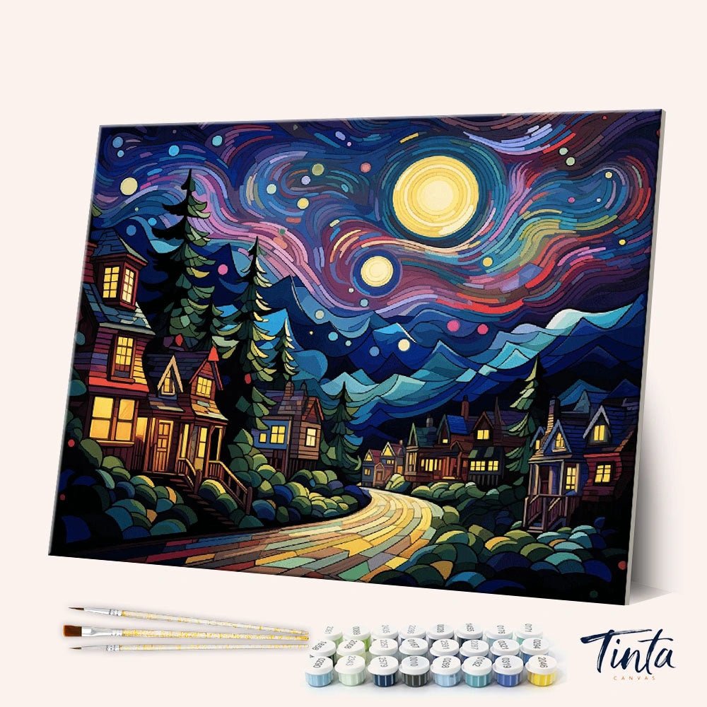 Glowing Night Road paint by numbers kit