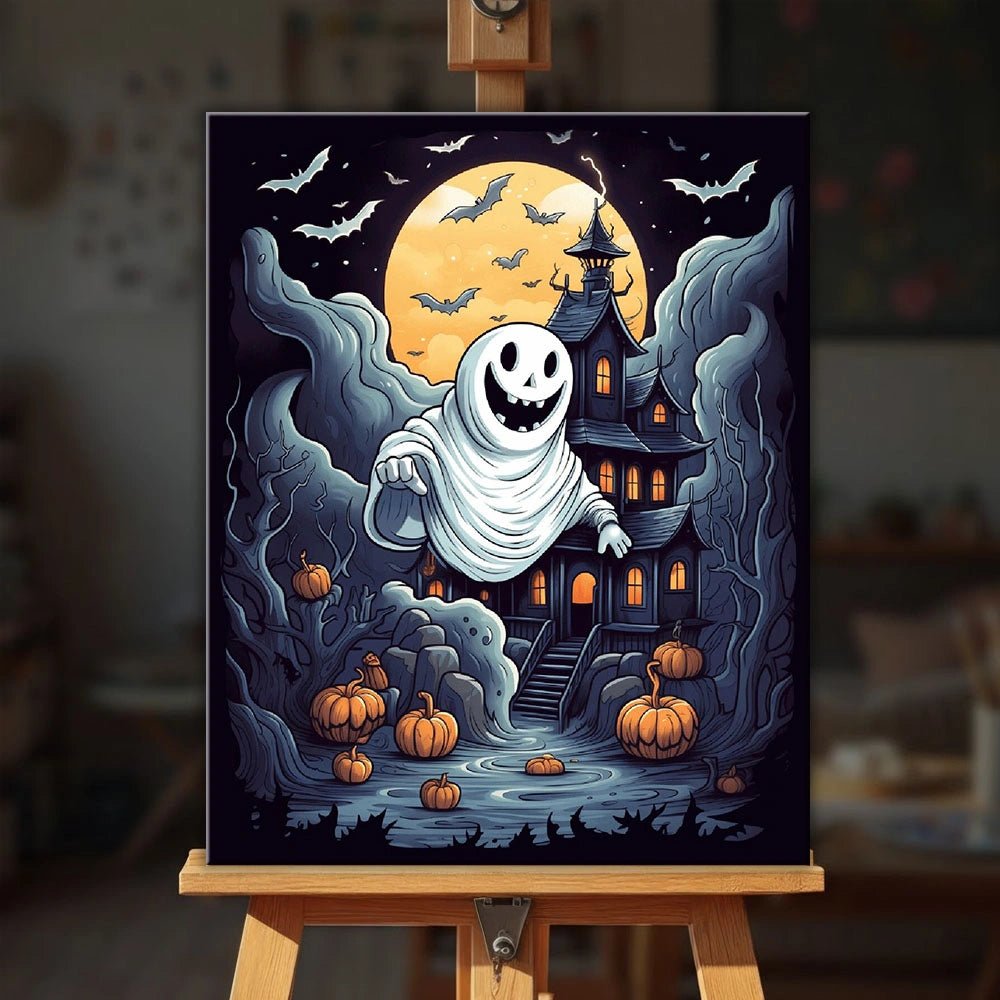 Haunted House Night paint by numbers kit
