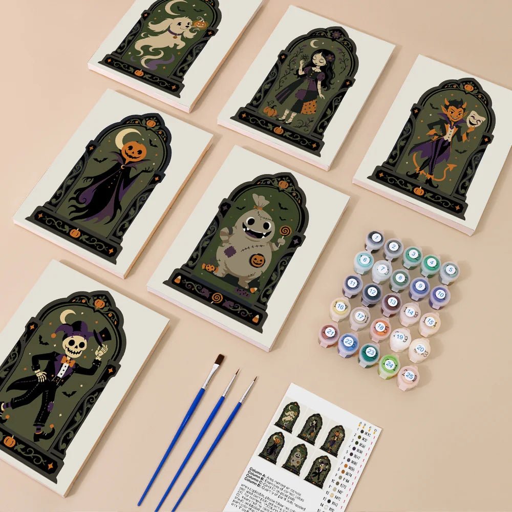 Haunted Portraits - Mini Paint by Numbers (6 Pieces) paint by numbers kit