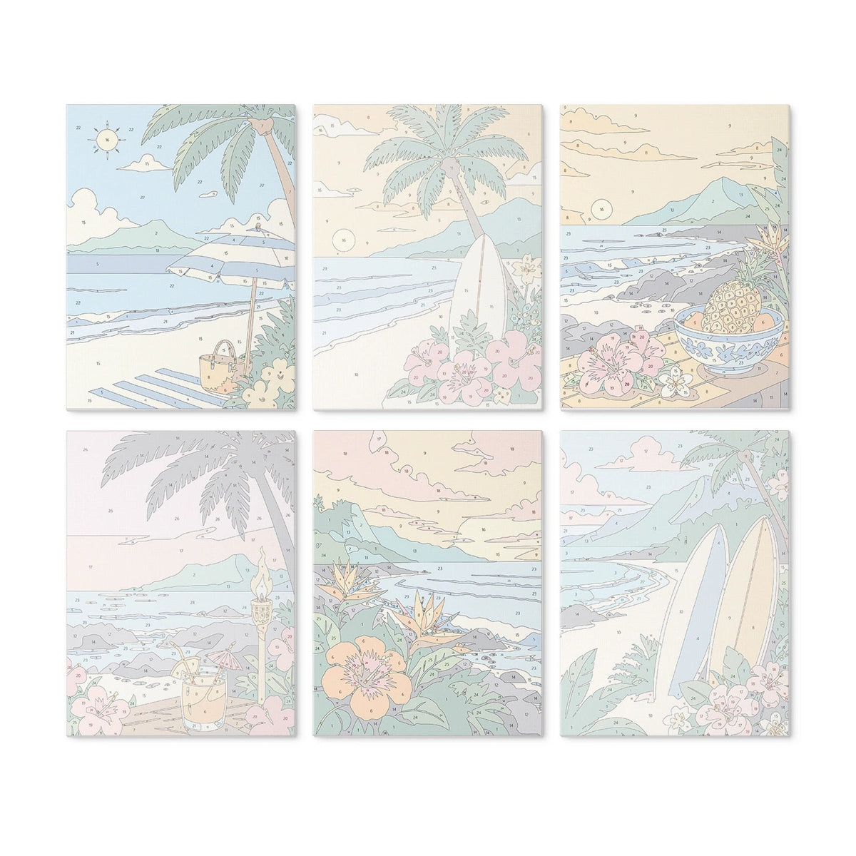 Island Escape - Mini Paint by Numbers (6 Pieces) paint by numbers kit