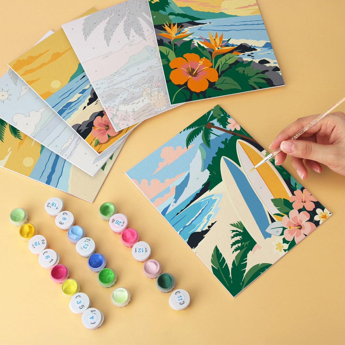 Island Escape - Mini Paint by Numbers (6 Pieces) paint by numbers kit