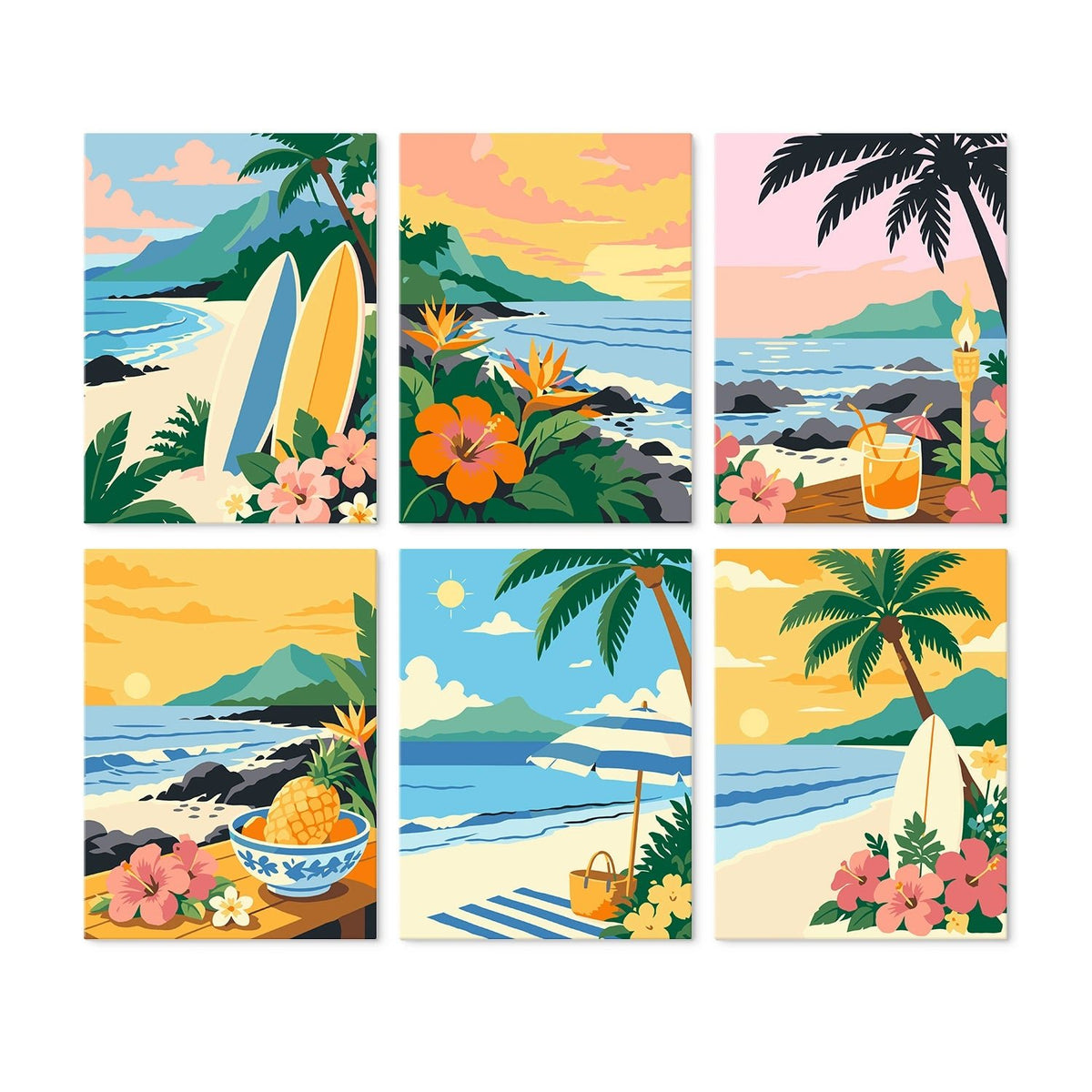 Island Escape - Mini Paint by Numbers (6 Pieces) paint by numbers kit