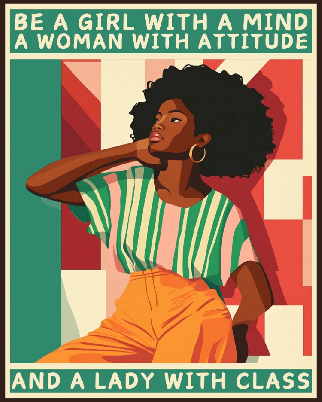 Paint by numbers canvas featuring a bold female portrait with an empowering message