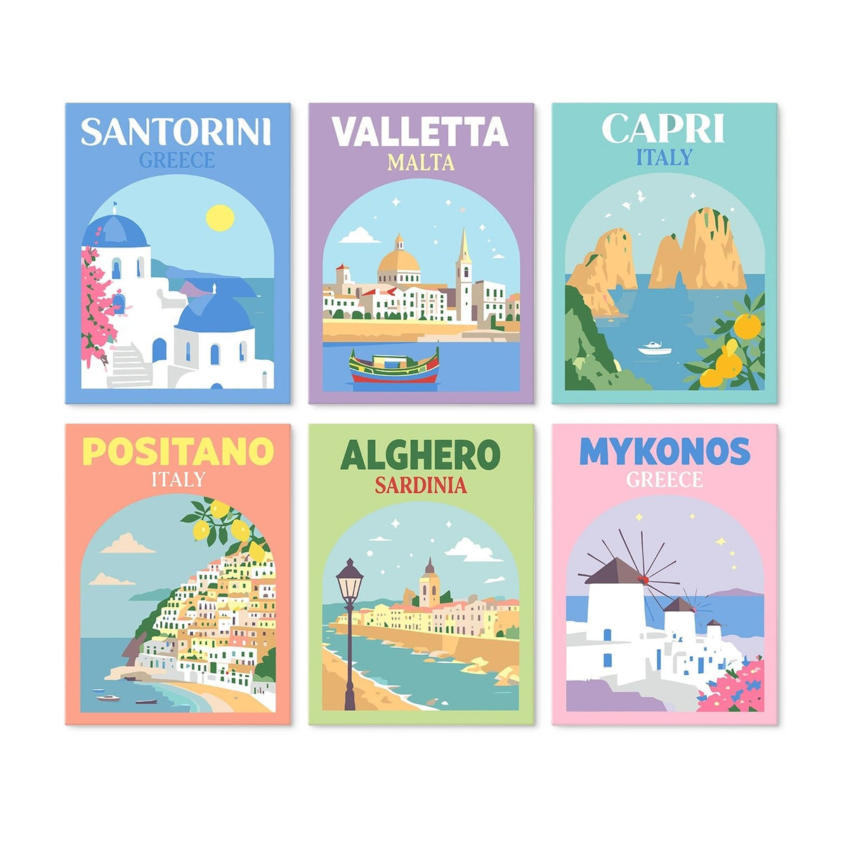 Mediterranean Escape - Mini Paint by Numbers (6 Pieces) paint by numbers kit