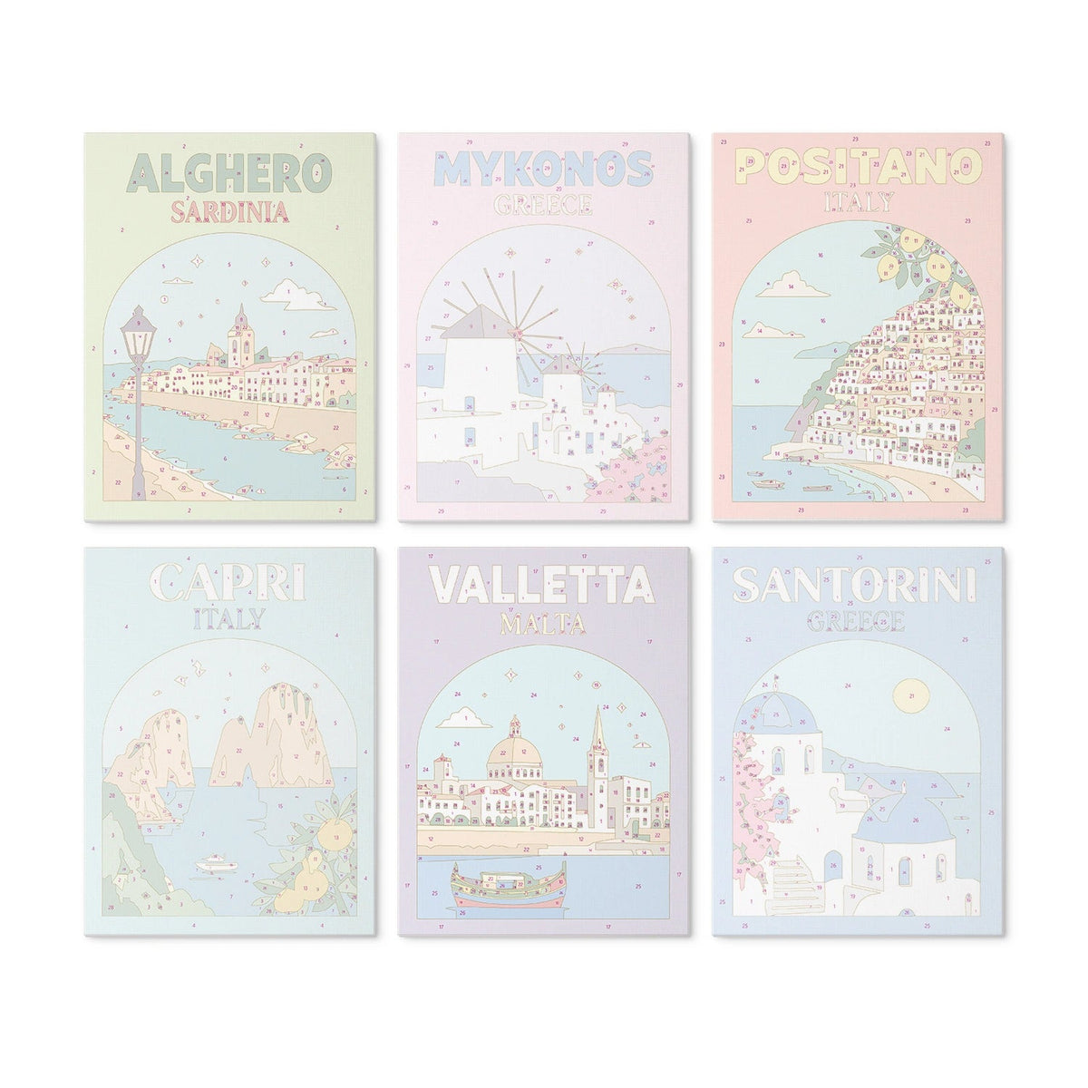 Mediterranean Escape - Mini Paint by Numbers (6 Pieces) paint by numbers kit