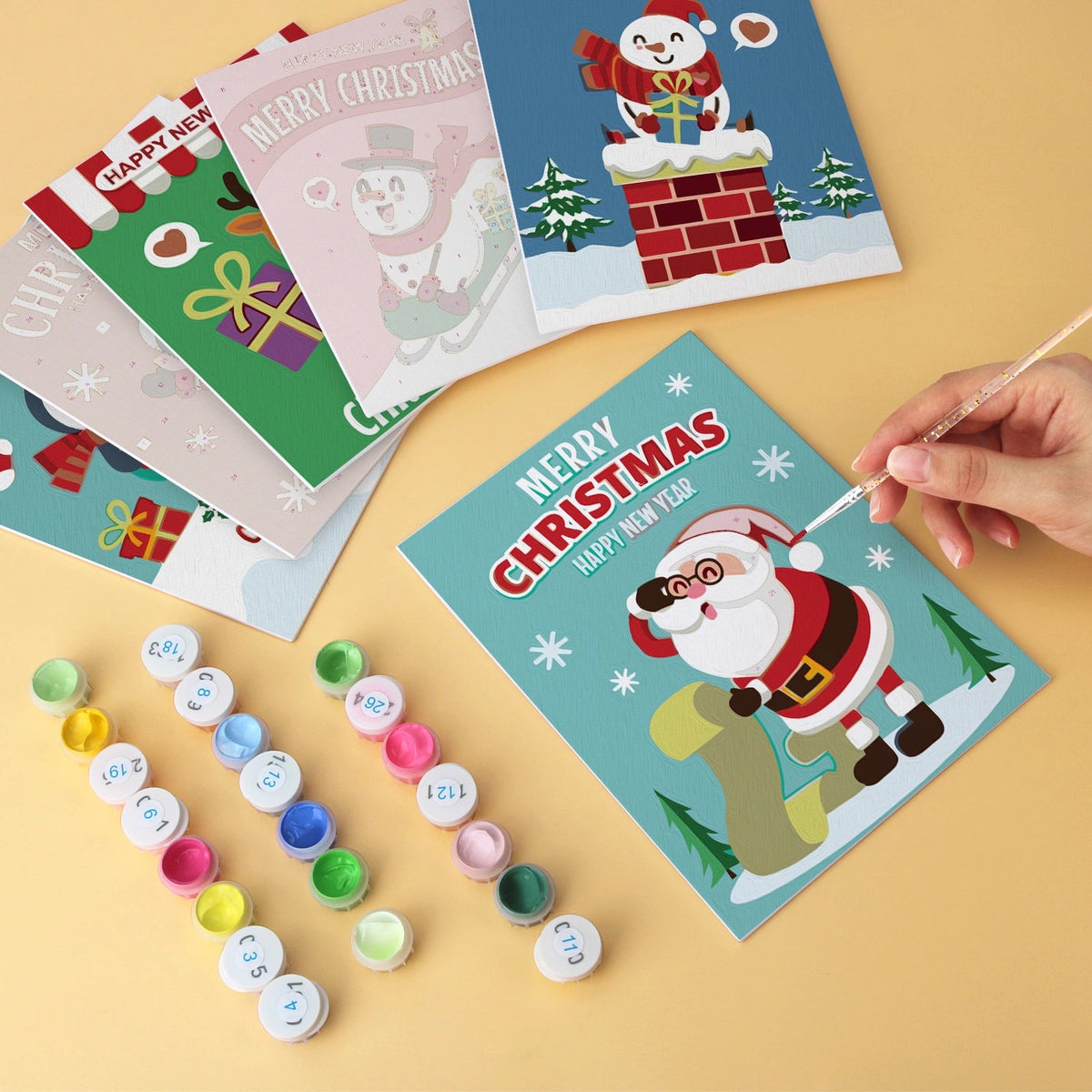 Merry Christmas Friends - Mini Paint by Numbers (6 Pieces) paint by numbers kit