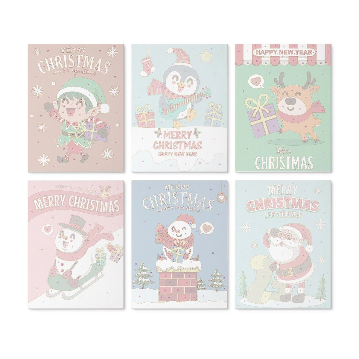 Merry Christmas Friends - Mini Paint by Numbers (6 Pieces) paint by numbers kit