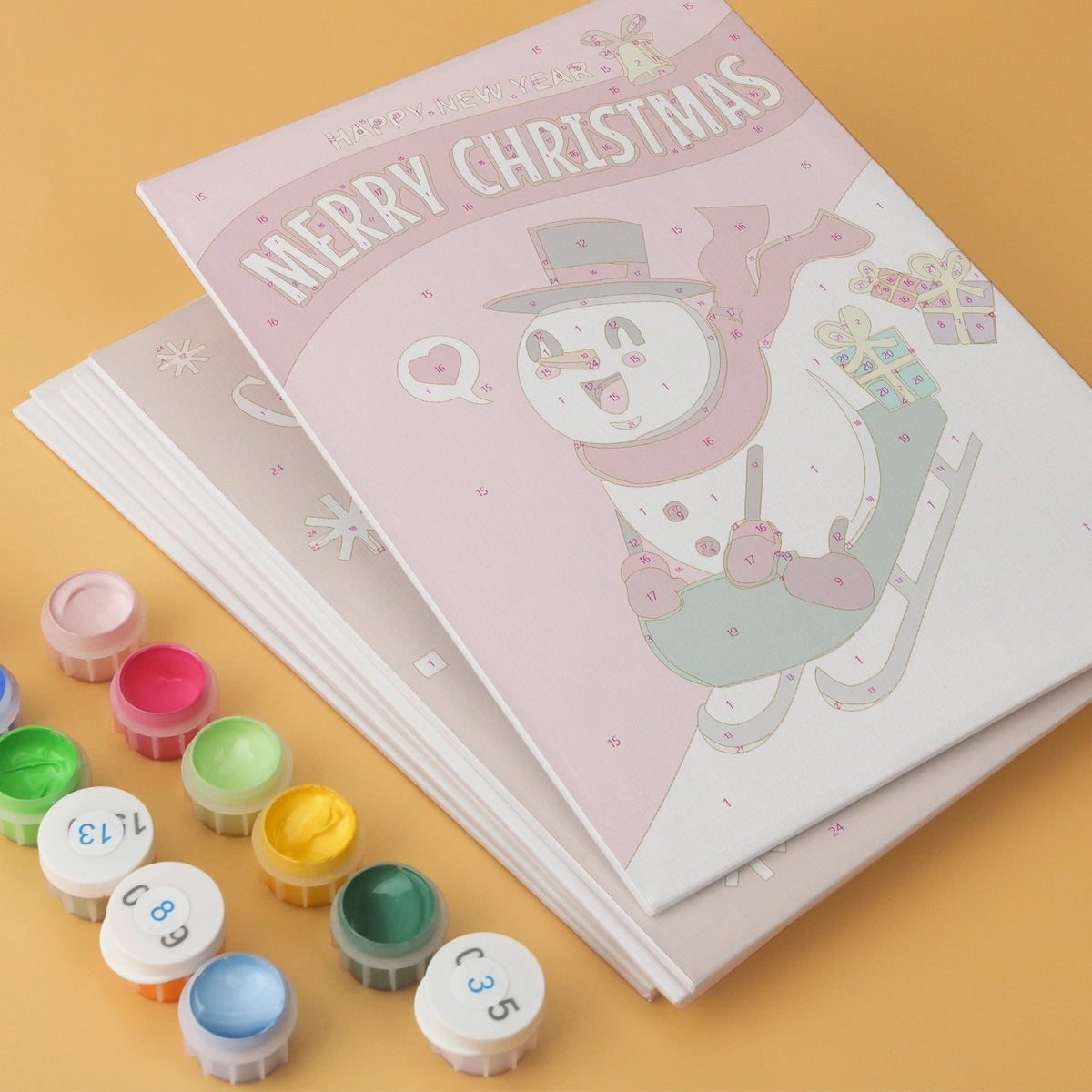 Merry Christmas Friends - Mini Paint by Numbers (6 Pieces) paint by numbers kit