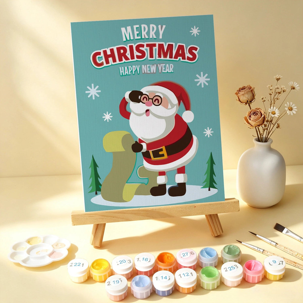 Merry Christmas Friends - Mini Paint by Numbers (6 Pieces) paint by numbers kit