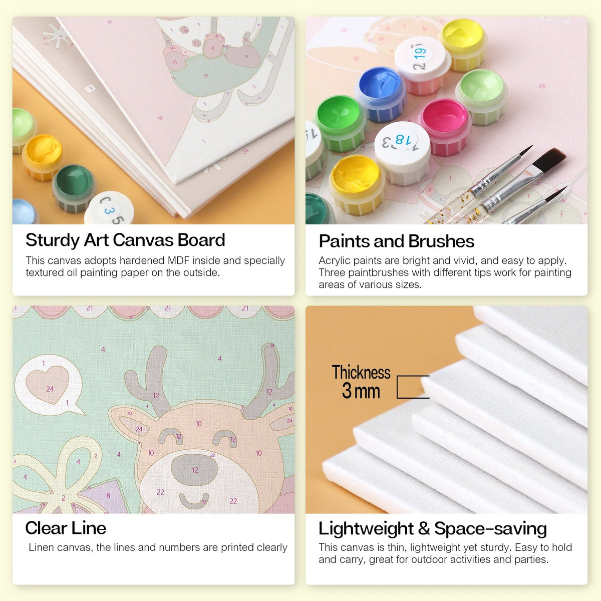 Merry Christmas Friends - Mini Paint by Numbers (6 Pieces) paint by numbers kit