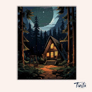 Moonlit Cabin Retreat paint by numbers kit