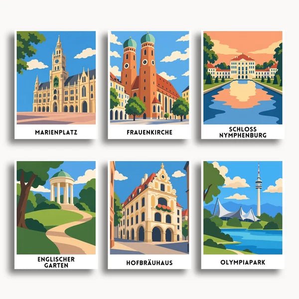 Munich Travel Posters - 6 Mini Kits paint by numbers kit