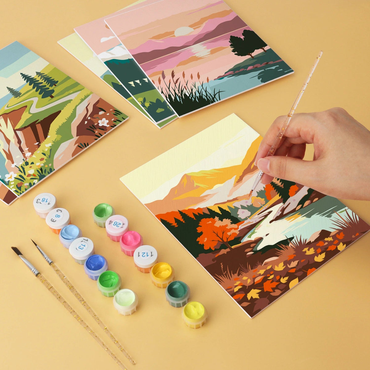 Nature Wanderlust - Mini Paint by Numbers (6 Pieces) paint by numbers kit