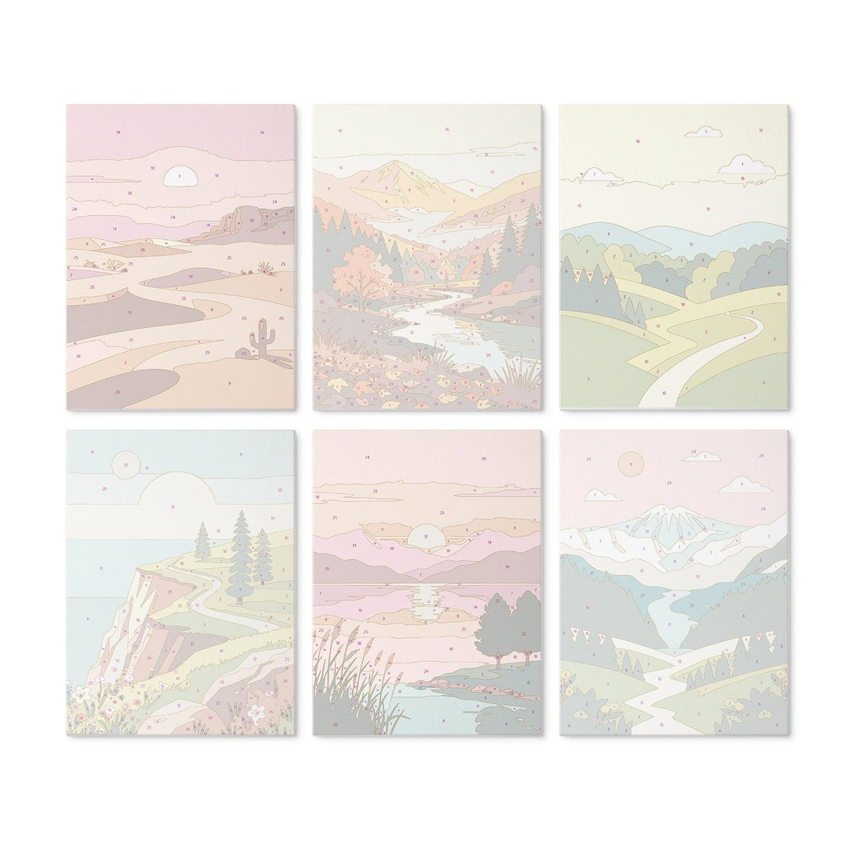 Nature Wanderlust - Mini Paint by Numbers (6 Pieces) paint by numbers kit