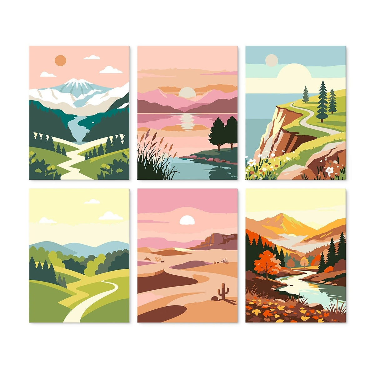 Nature Wanderlust - Mini Paint by Numbers (6 Pieces) paint by numbers kit