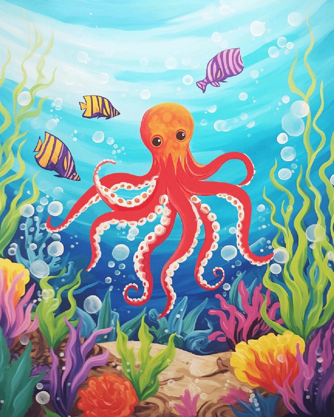 Ocean Echoes Octopus paint by numbers kit