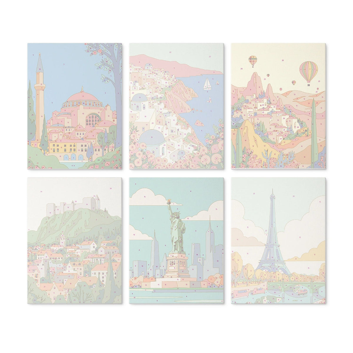 Passport to the World - Mini Paint by Numbers (6 Pieces) paint by numbers kit