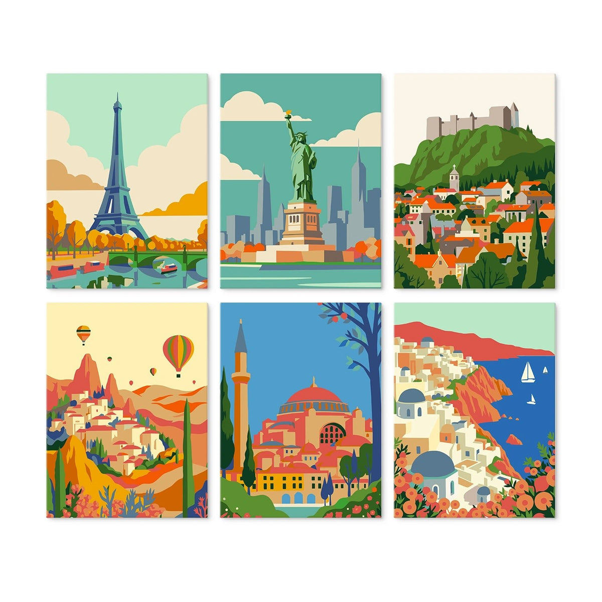 Passport to the World - Mini Paint by Numbers (6 Pieces) paint by numbers kit