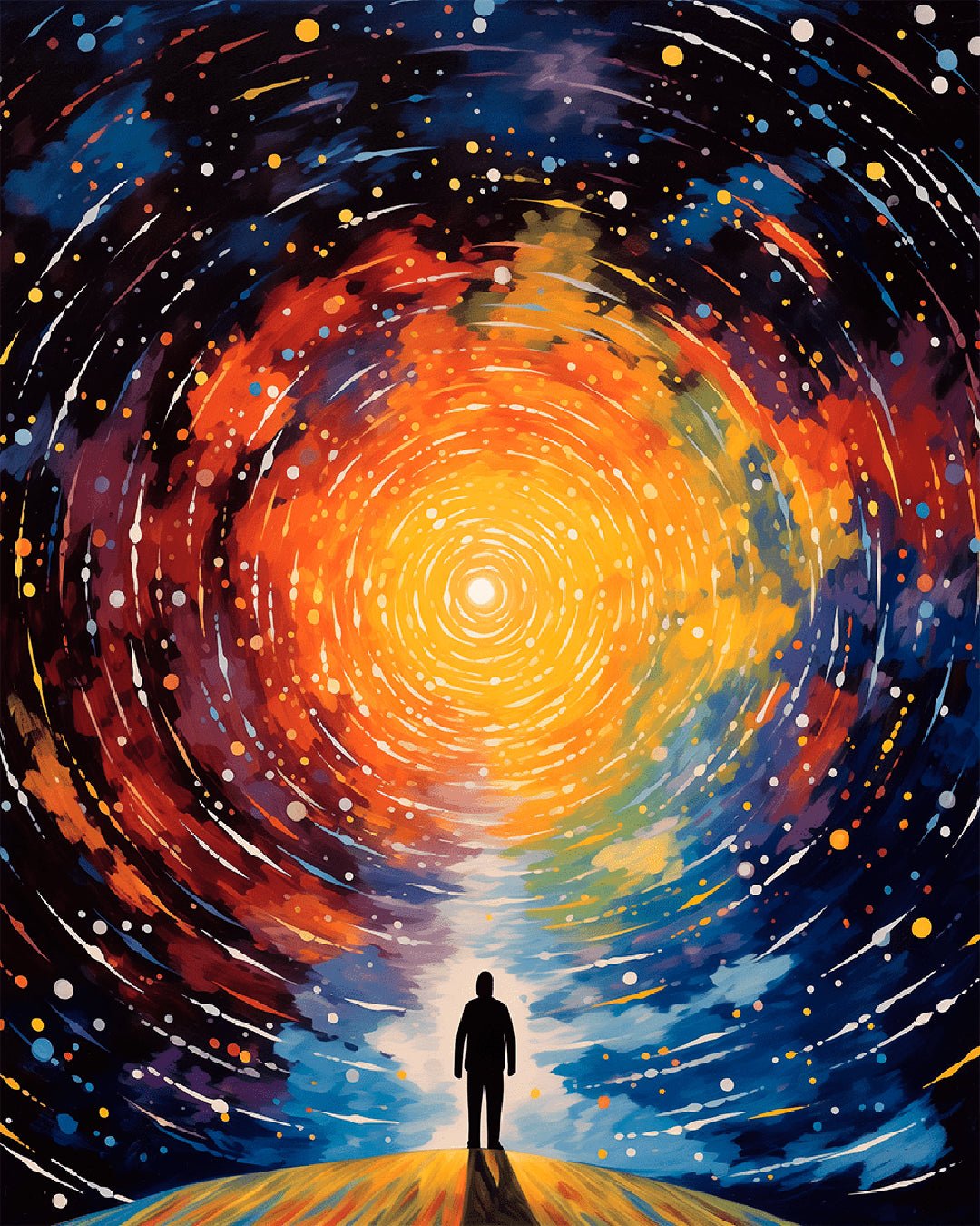 Path of Light paint by numbers kit framed abstract artwork with radiant spiral and symbolic pathway