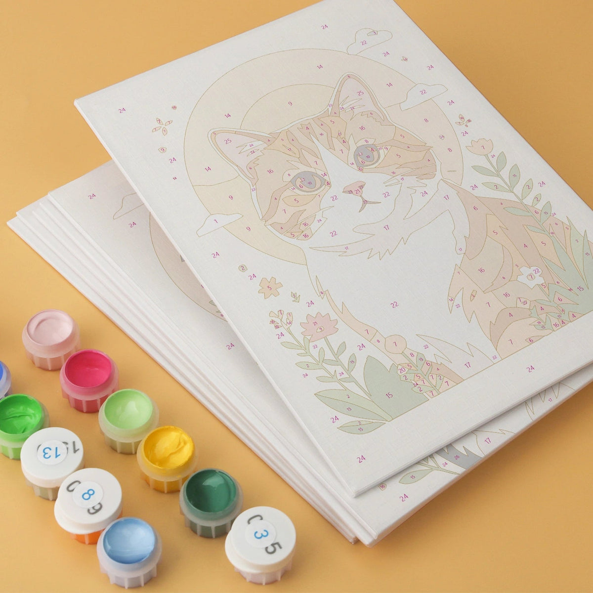 Paws & Blooms - Mini Paint by Numbers (6 Pieces) paint by numbers kit