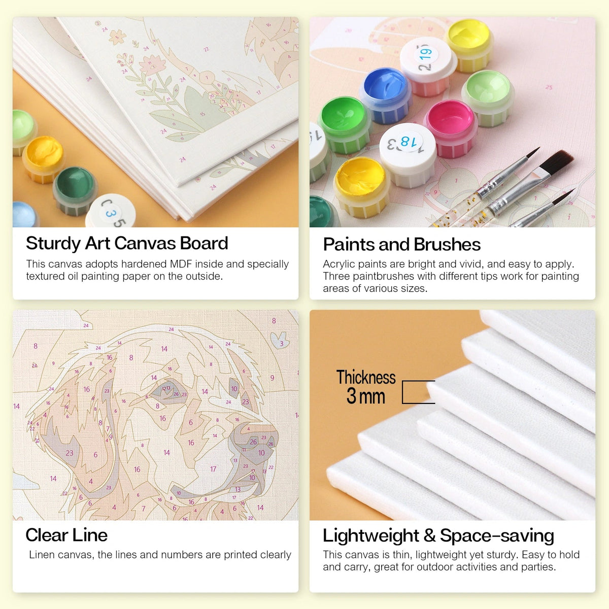 Paws & Blooms - Mini Paint by Numbers (6 Pieces) paint by numbers kit