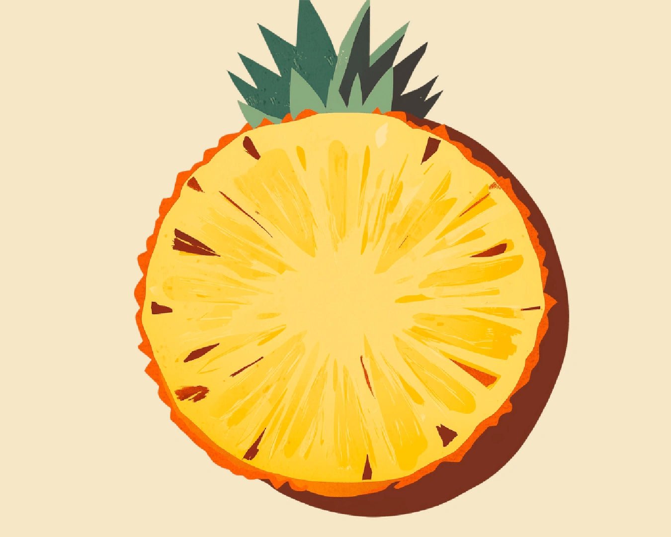 Fruit paint by numbers kit canvas painting featuring a stylized pineapple slice on a light background