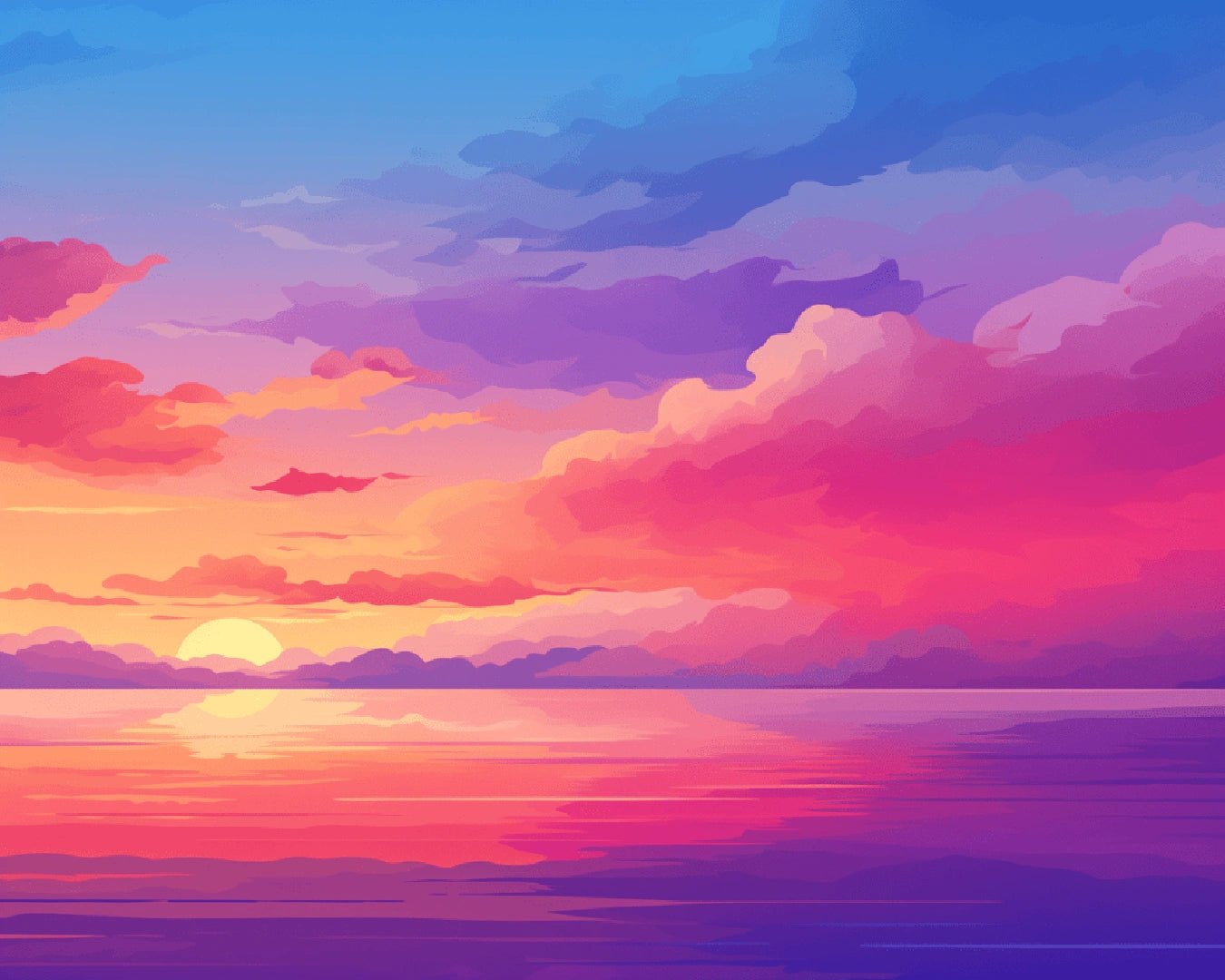 Ocean sunset paint by numbers kit canvas painting with soft pink and purple sky