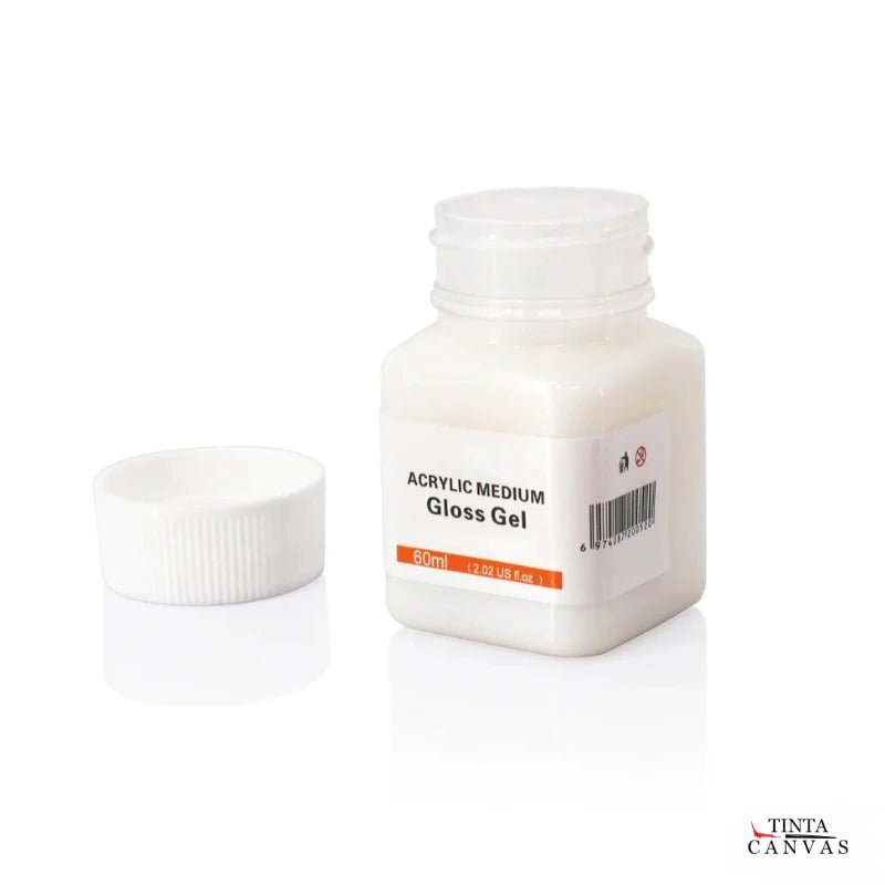 Jar of acrylic medium gloss gel on a white background